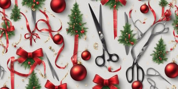 Scissors in realistic Christmas style
