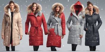 Winter coats in realistic Christmas style