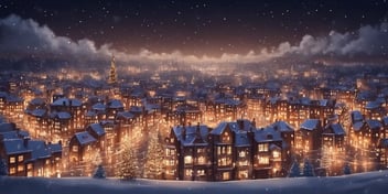 City lights in realistic Christmas style
