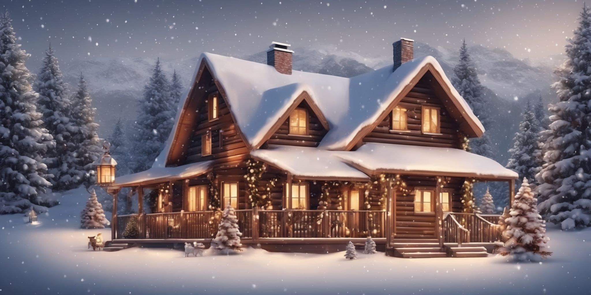 Cabin in realistic Christmas style