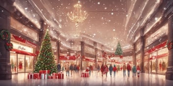 Mall in realistic Christmas style