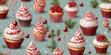 Cupcakes in realistic Christmas style