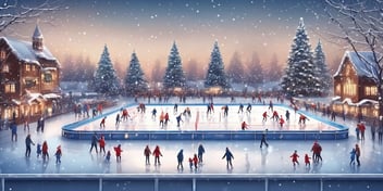 Ice rink in realistic Christmas style