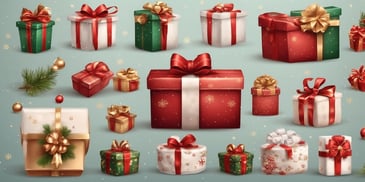 Presents in realistic Christmas style