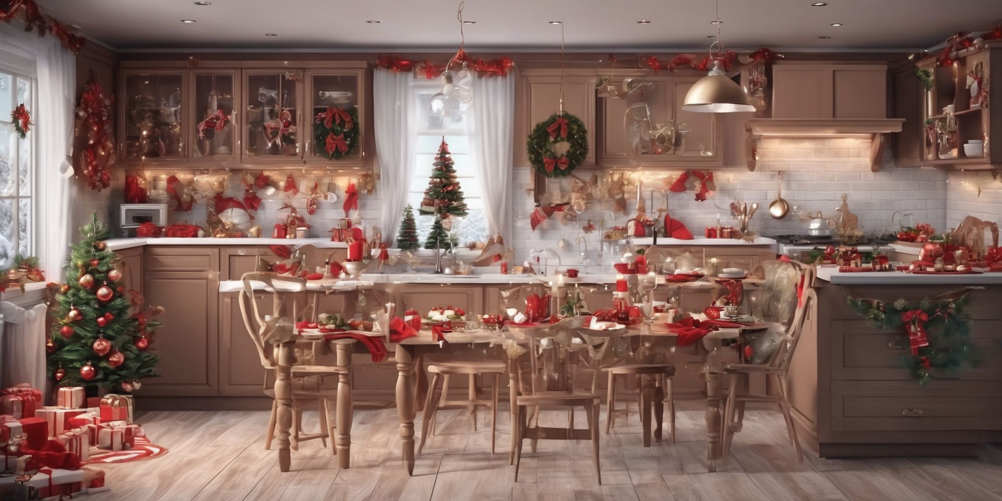 Kitchen in realistic Christmas style