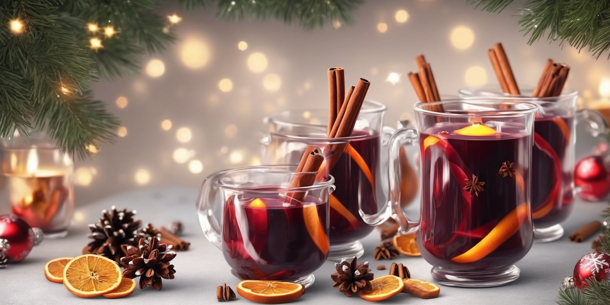 Mulled wine in realistic Christmas style