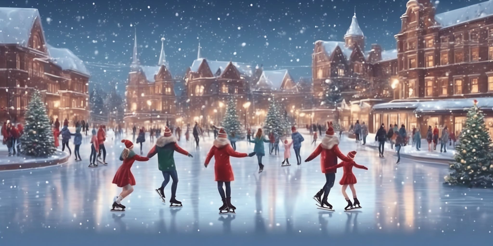 Ice skating in realistic Christmas style