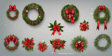 Wreaths in realistic Christmas style