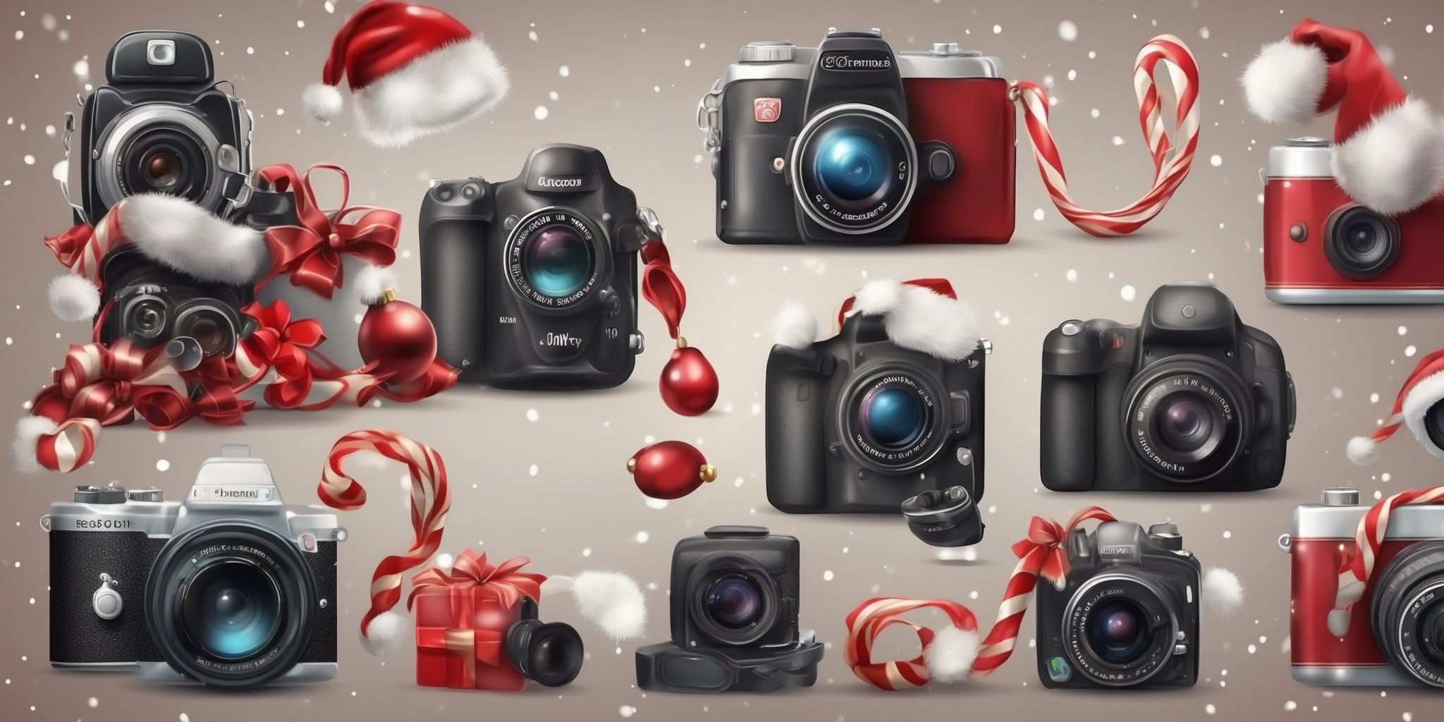 Cameras in realistic Christmas style