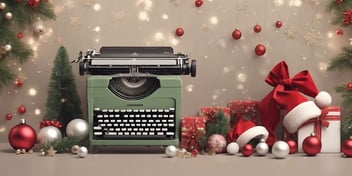 Typewriter in realistic Christmas style
