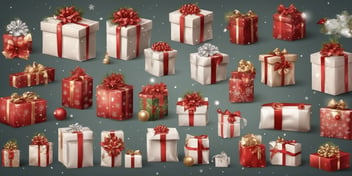 Packages in realistic Christmas style