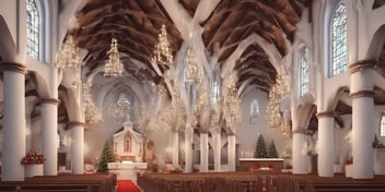 Church in realistic Christmas style