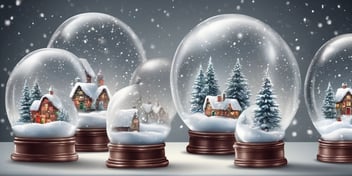 Snow globes in realistic Christmas style