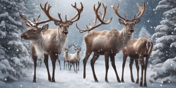 Reindeer in realistic Christmas style