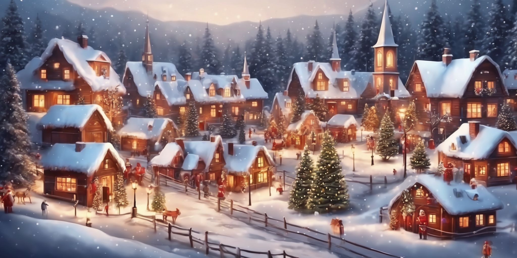 Village in realistic Christmas style