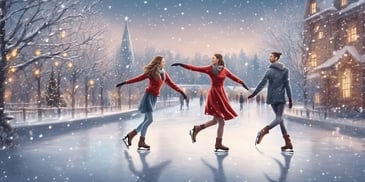 Ice skating in realistic Christmas style