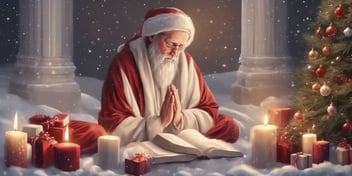 Prayers in realistic Christmas style