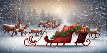 Sleigh in realistic Christmas style