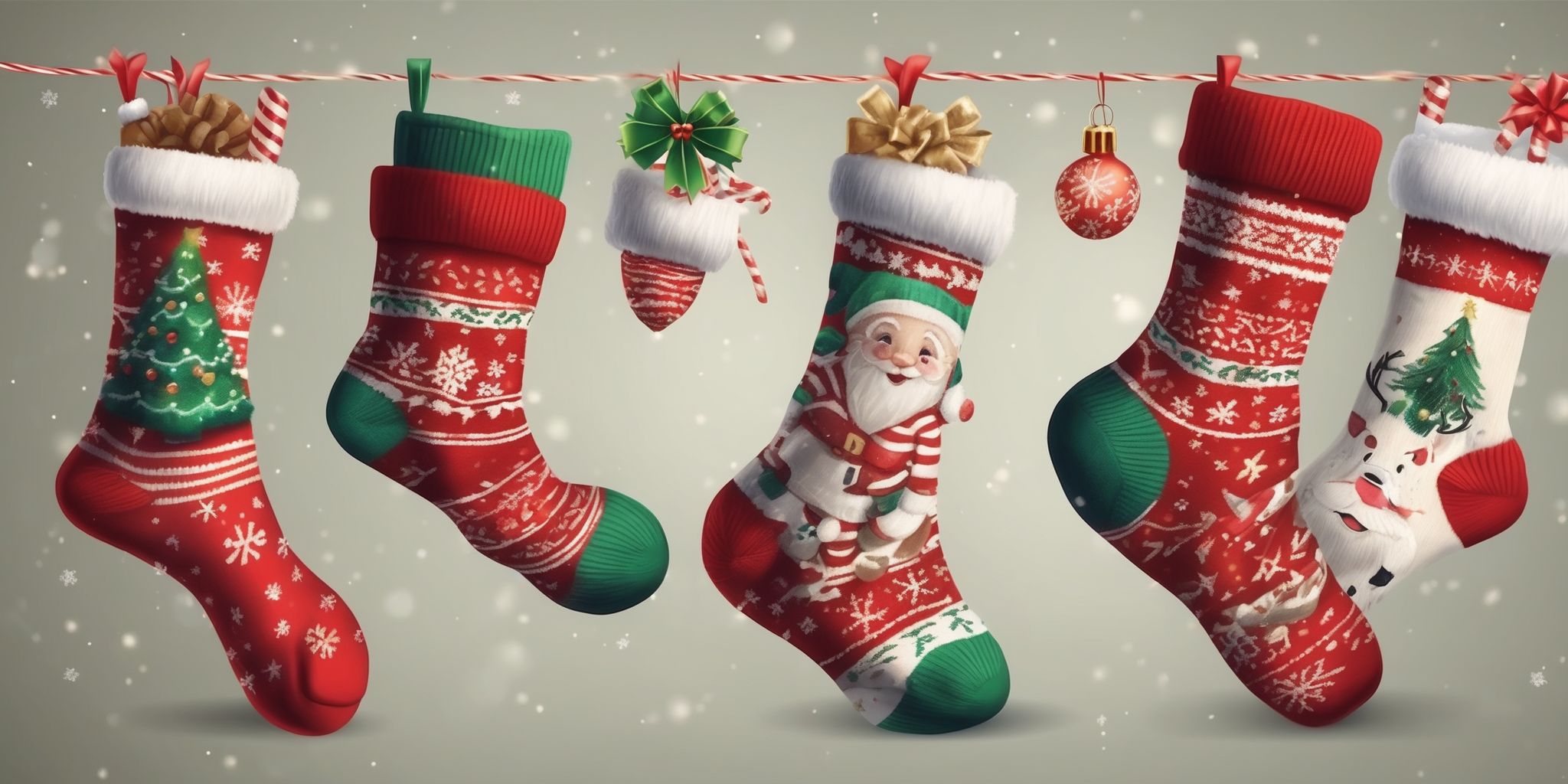 Socks in realistic Christmas style