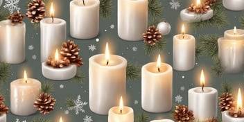 Candle in realistic Christmas style