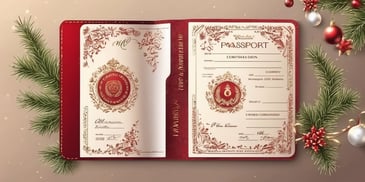 Passport in realistic Christmas style