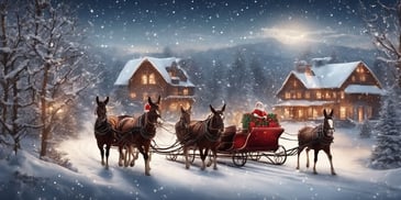 Sleigh ride in realistic Christmas style