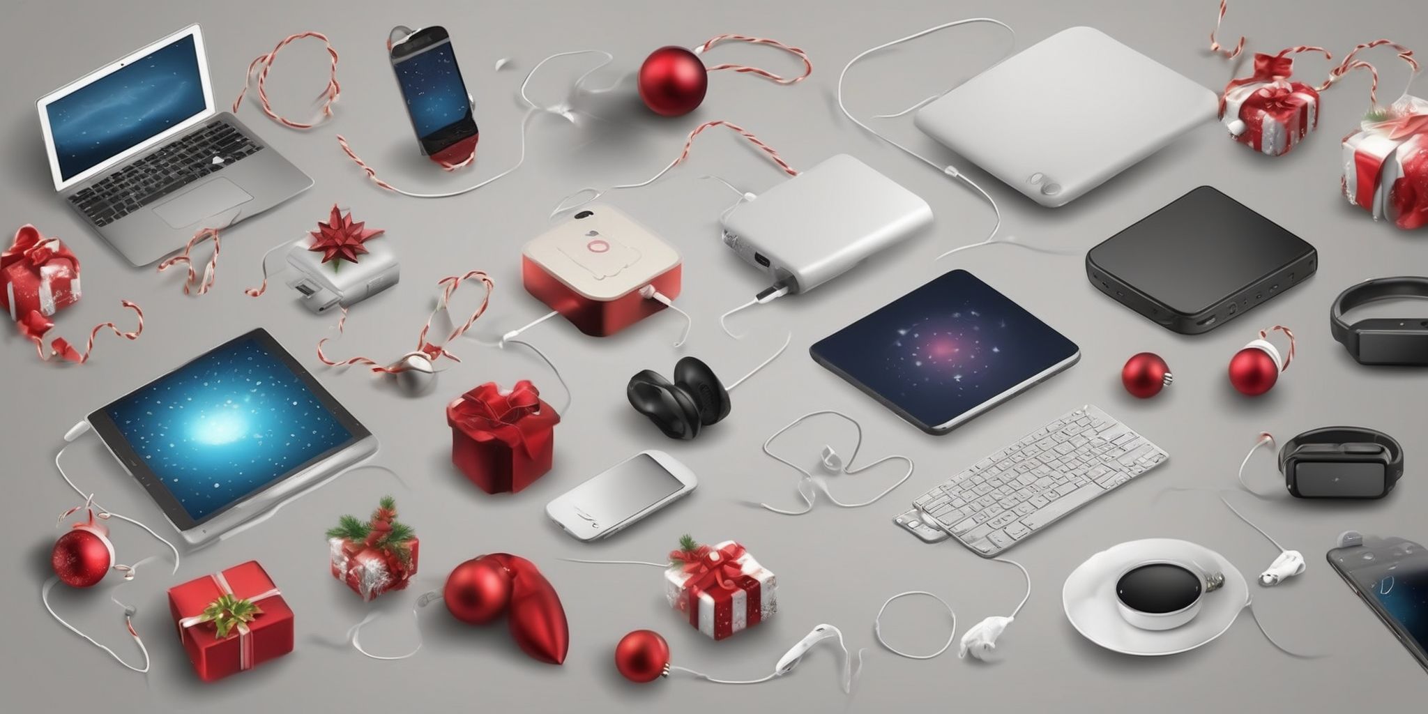 Gadgets in realistic Christmas style