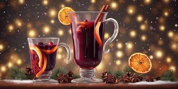 Mulled wine in realistic Christmas style