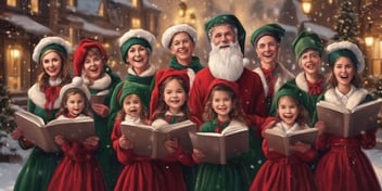 Carolers in realistic Christmas style