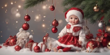 Doll in realistic Christmas style