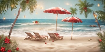 Beach in realistic Christmas style