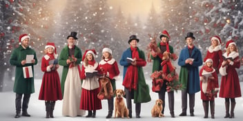 Carolers in realistic Christmas style