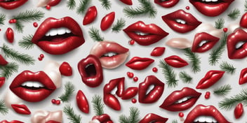 Lips in realistic Christmas style