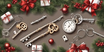 Keys in realistic Christmas style