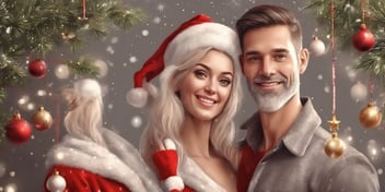 Couple in realistic Christmas style