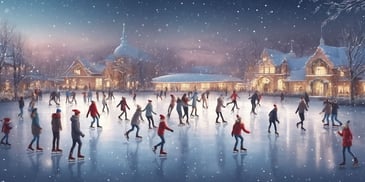 Ice skating in realistic Christmas style