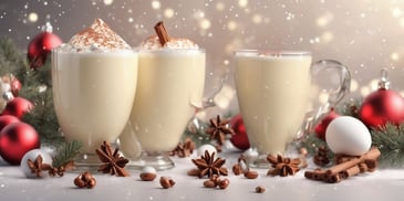 Eggnog in realistic Christmas style