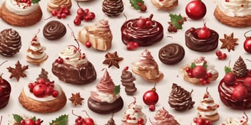 Desserts in realistic Christmas style