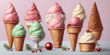 Ice cream in realistic Christmas style