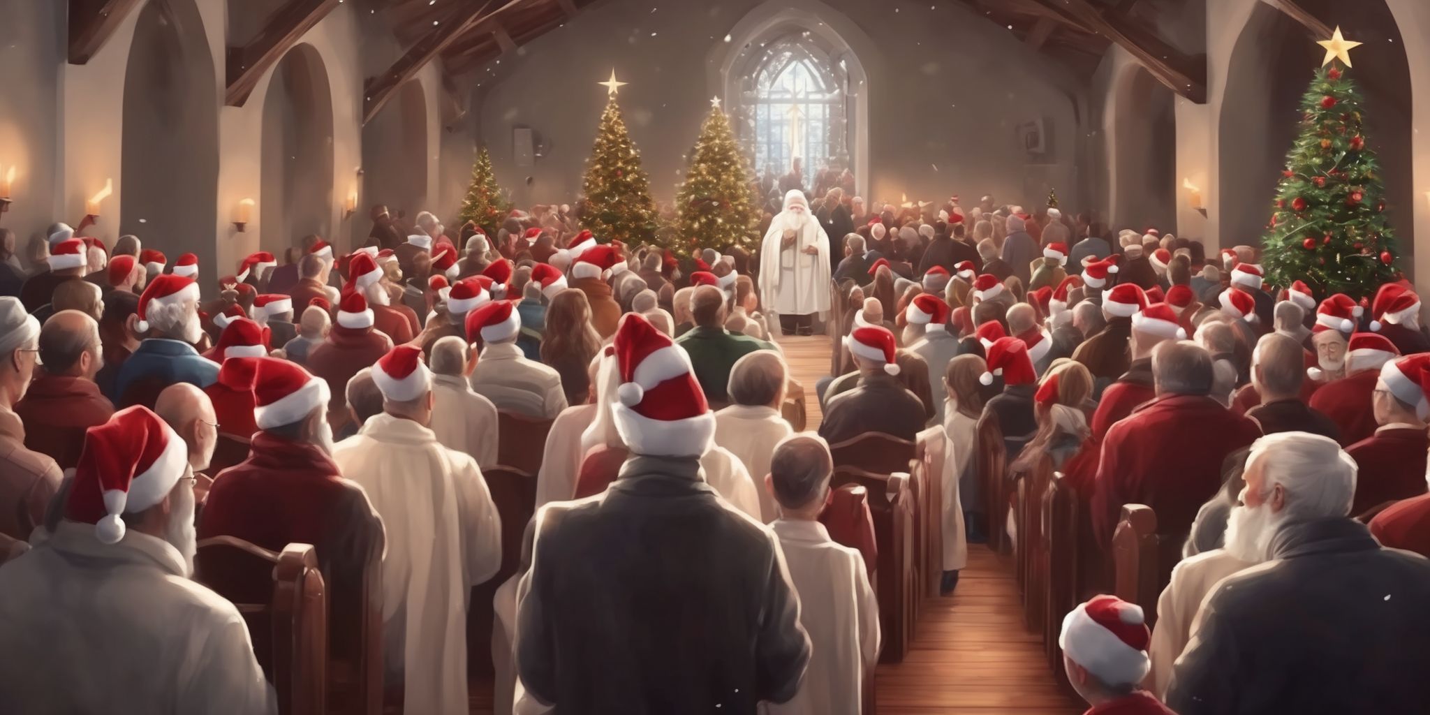 Congregation in realistic Christmas style