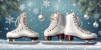 Ice skate in realistic Christmas style