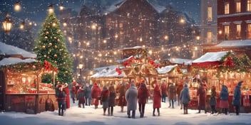 Holiday market in realistic Christmas style
