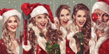 Vocalists in realistic Christmas style
