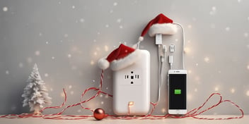 Phone charger in realistic Christmas style