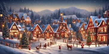 Village in realistic Christmas style