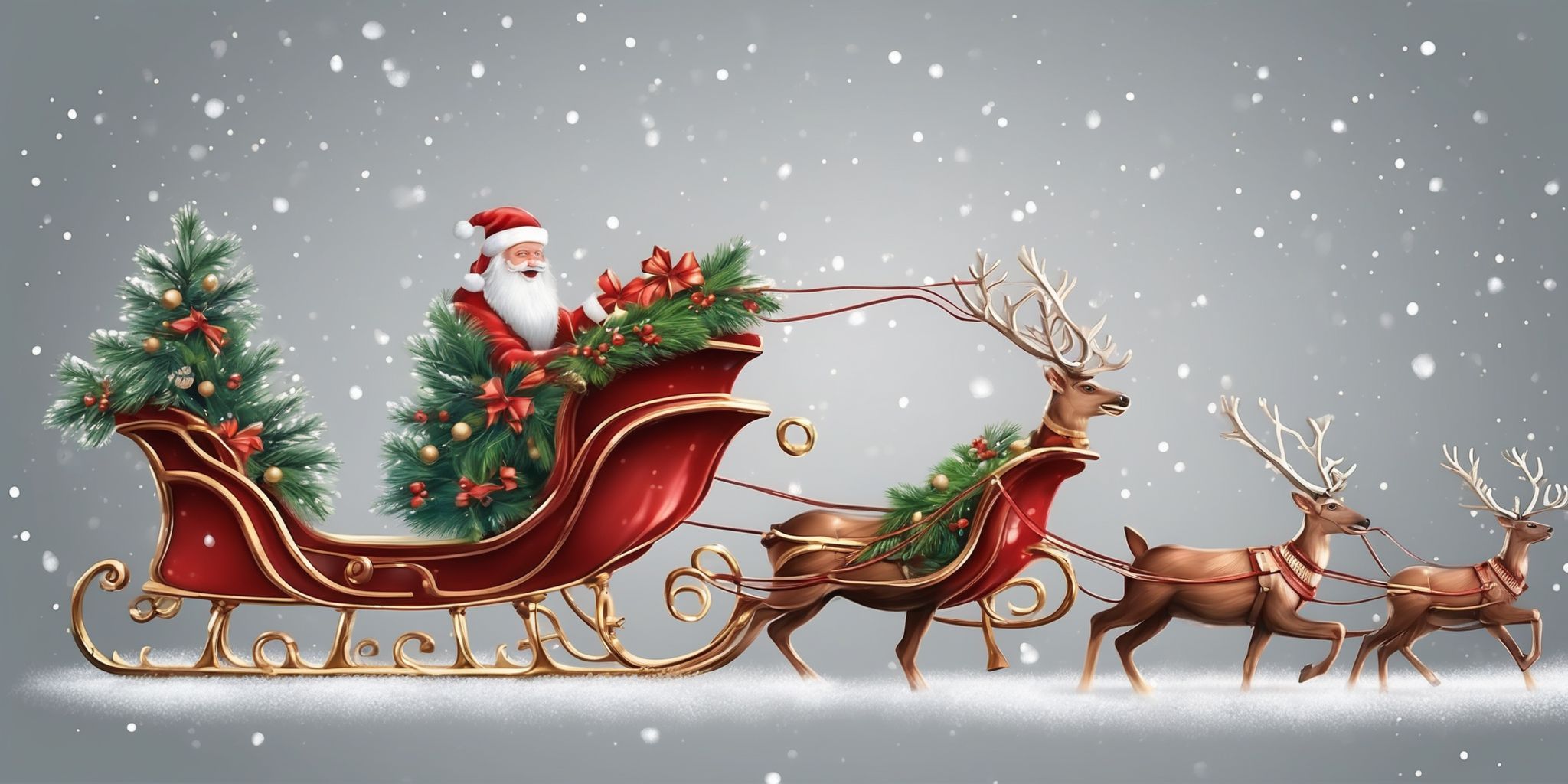 Sleigh in realistic Christmas style