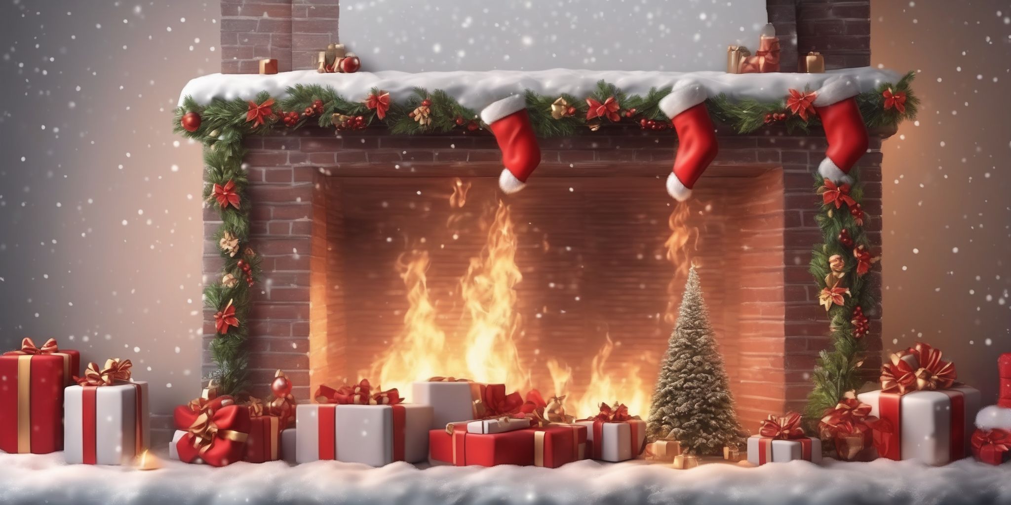 Chimney in realistic Christmas style