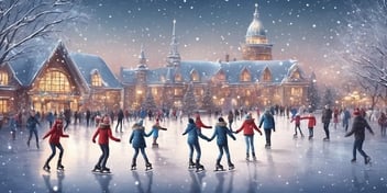 Ice skating in realistic Christmas style