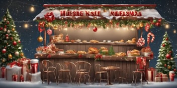 Food stall in realistic Christmas style