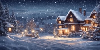 Snowy night in realistic Christmas style